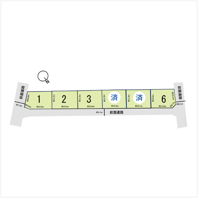 内日角西(6区画)区画図